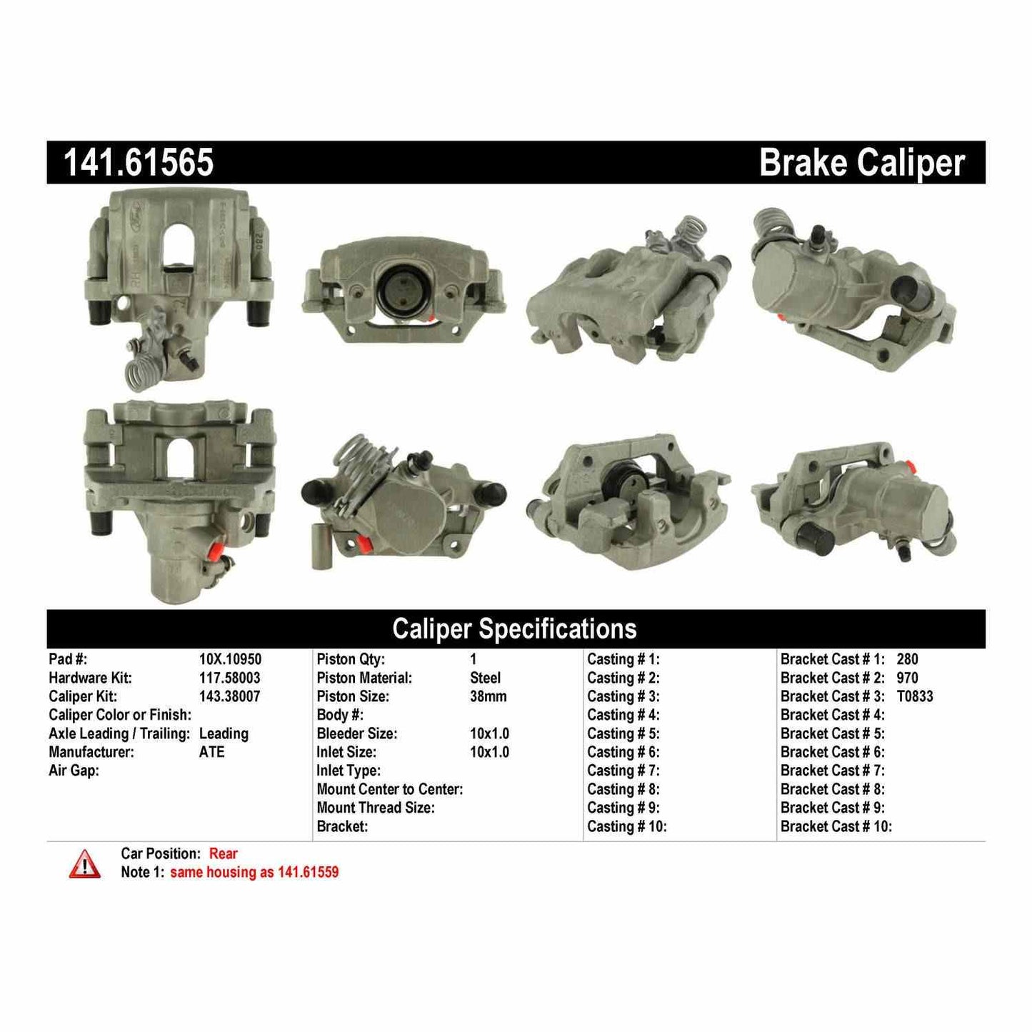 Centric Parts Disc Brake Caliper Semi-Loaded for 141.61565