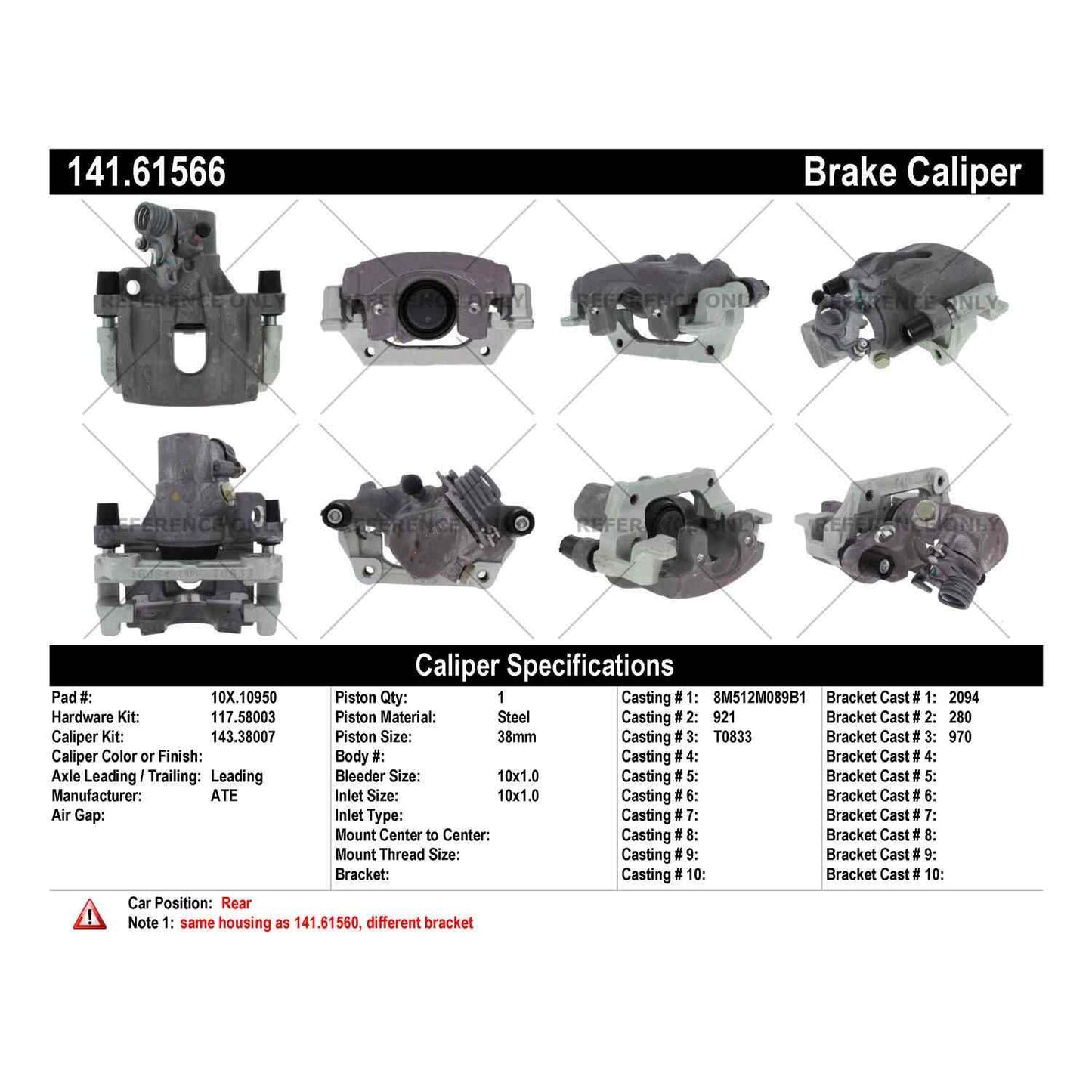 Centric Parts Disc Brake Caliper Semi-Loaded for 141.61566
