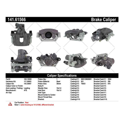 Centric Parts Disc Brake Caliper Semi-Loaded for 141.61566