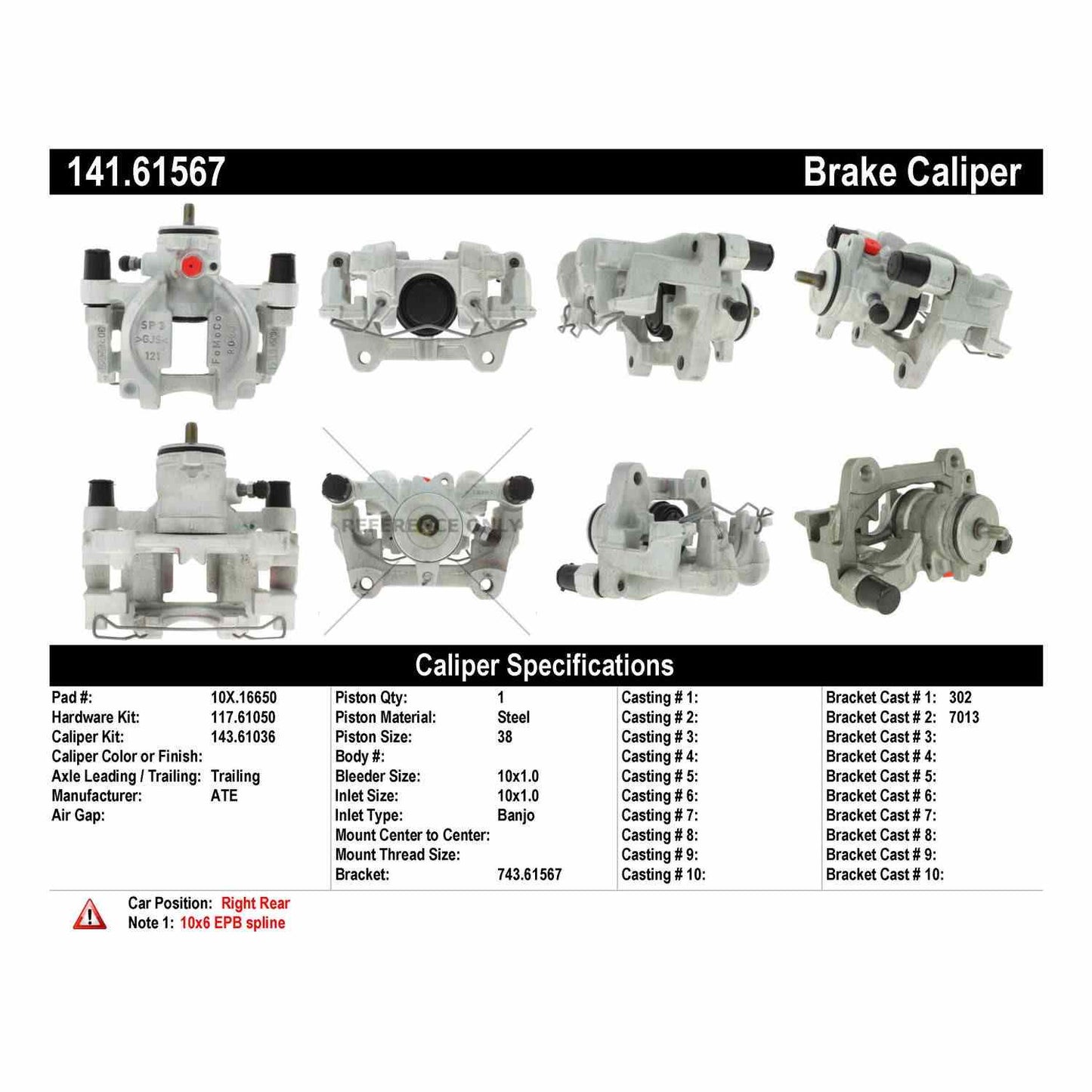 Centric Parts Disc Brake Caliper Semi-Loaded EPB 141.61567