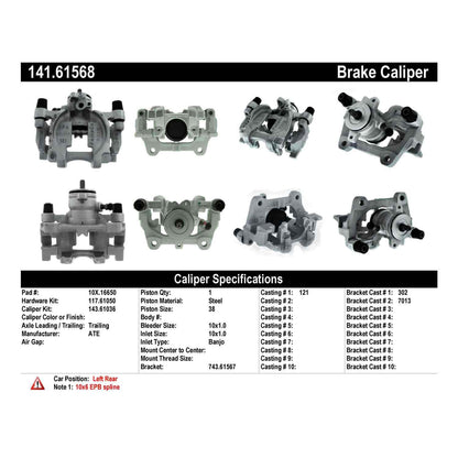 Centric Parts Disc Brake Caliper Semi-Loaded Brake Caliper EPB 141.61568