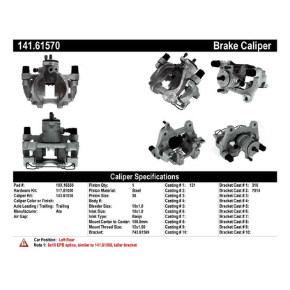 Centric Parts Semi-Loaded Brake Caliper EPB 141.61570