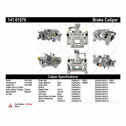 Stoptech Centric Semi-Loaded Brake Caliper - Left Rear 141.61576