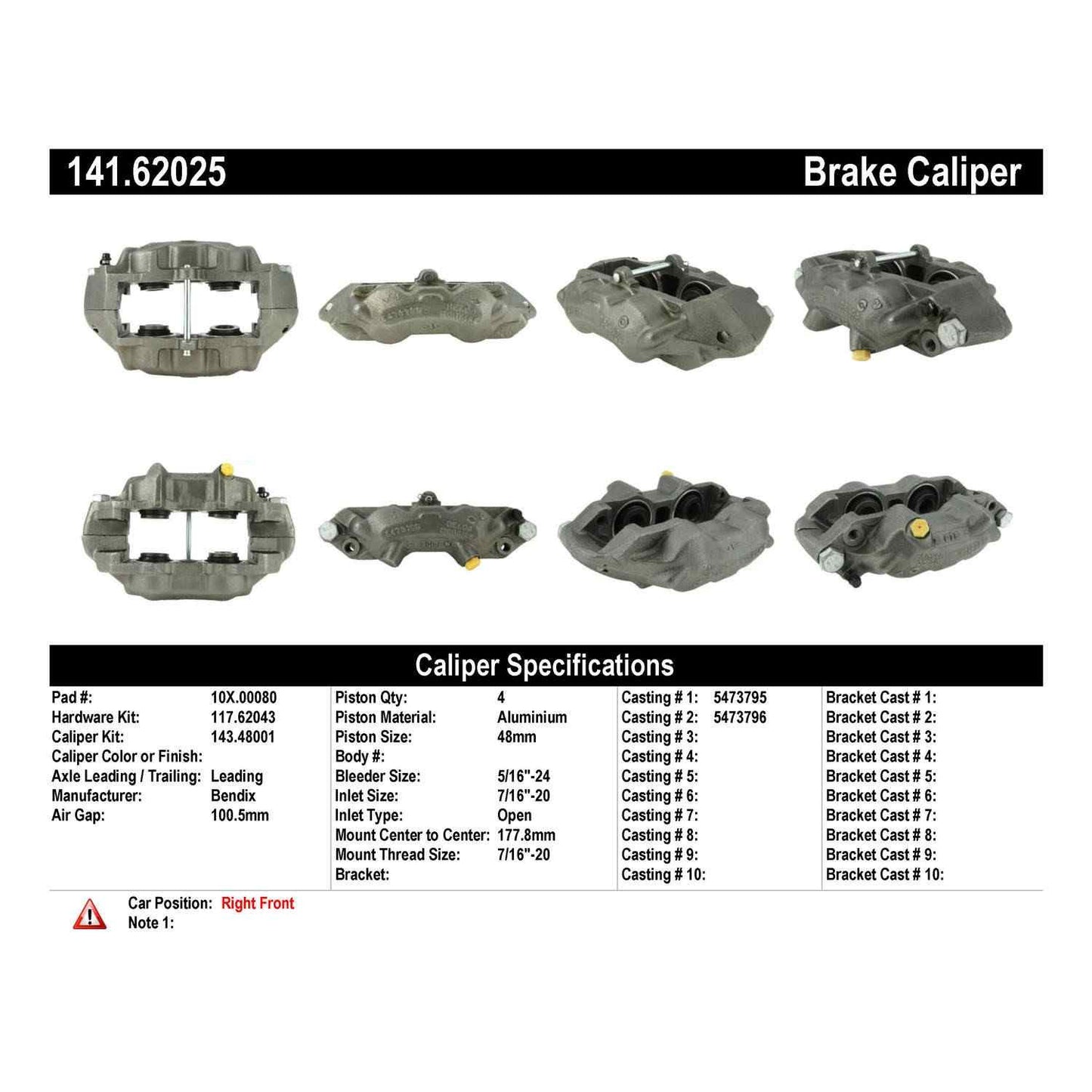 Centric Parts Disc Brake Caliper Semi-Loaded with Anti-Corrosion Finish 141.62025