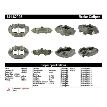Stoptech Centric Semi-Loaded Brake Caliper - Front Right 141.62025
