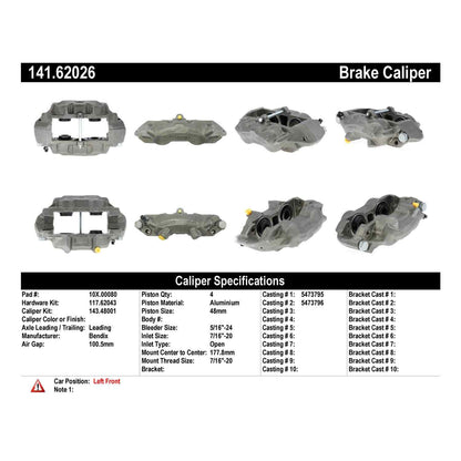Stoptech Centric Semi-Loaded Brake Caliper - Front Left 141.62026