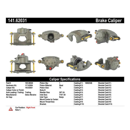 Stoptech Centric Semi-Loaded Brake Caliper - Front Right 141.62031