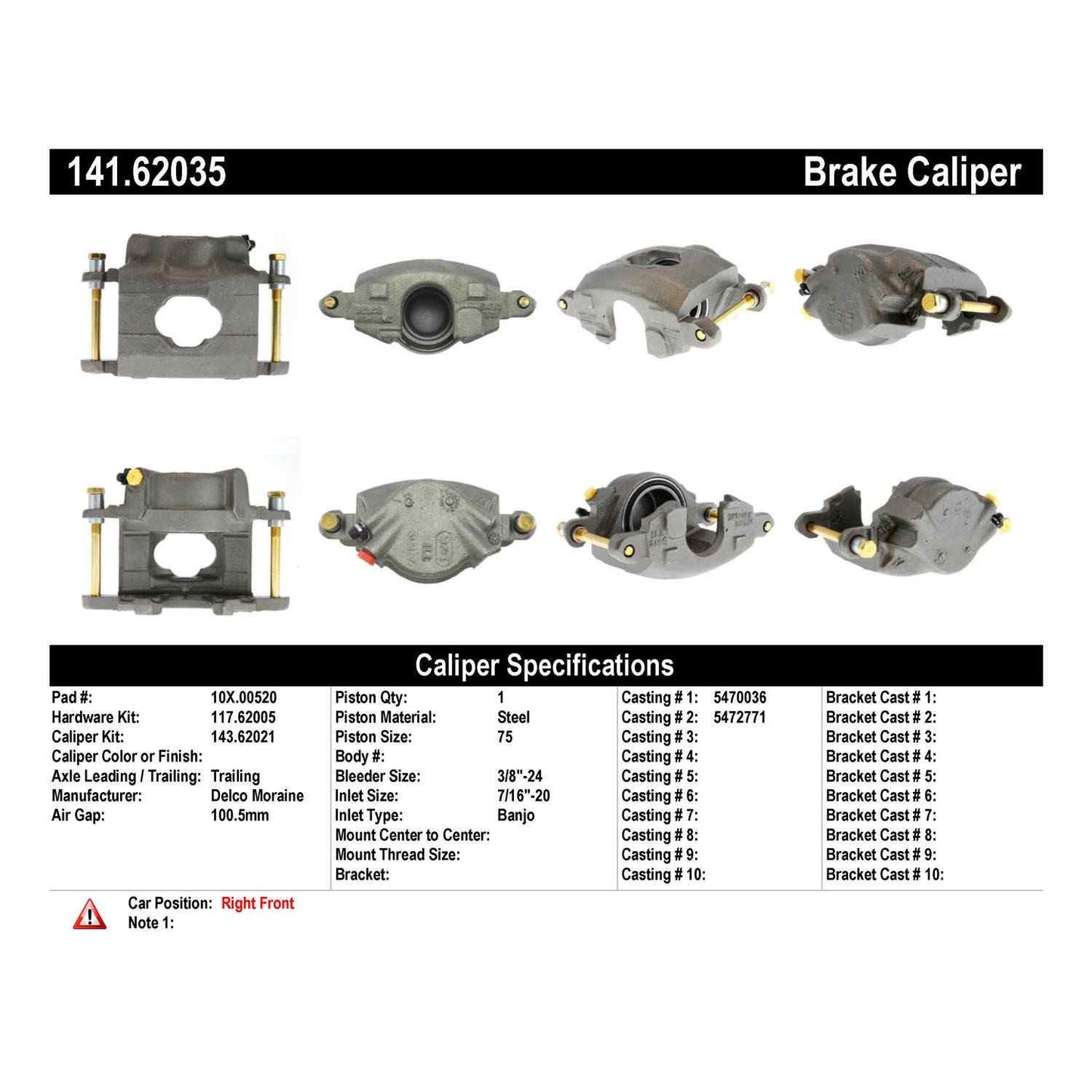Stoptech Centric Semi-Loaded Brake Caliper - Front Right 141.62035