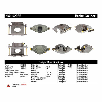 Stoptech Centric Semi-Loaded Brake Caliper - Front Left 141.62036