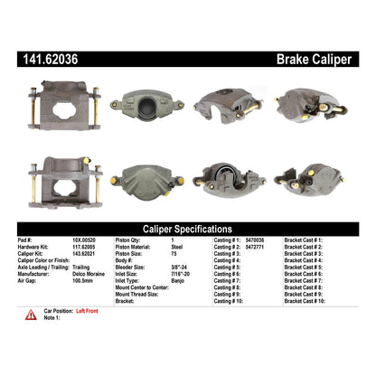 Stoptech Centric Semi-Loaded Brake Caliper - Front Left 141.62036
