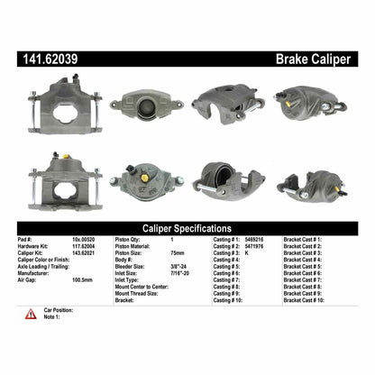 Centric Parts Disc Brake Caliper Semi-Loaded with Anti-Corrosion Finish for 1969-1978 Cadillac Eldorado Oldsmobile Toronado 141.62039