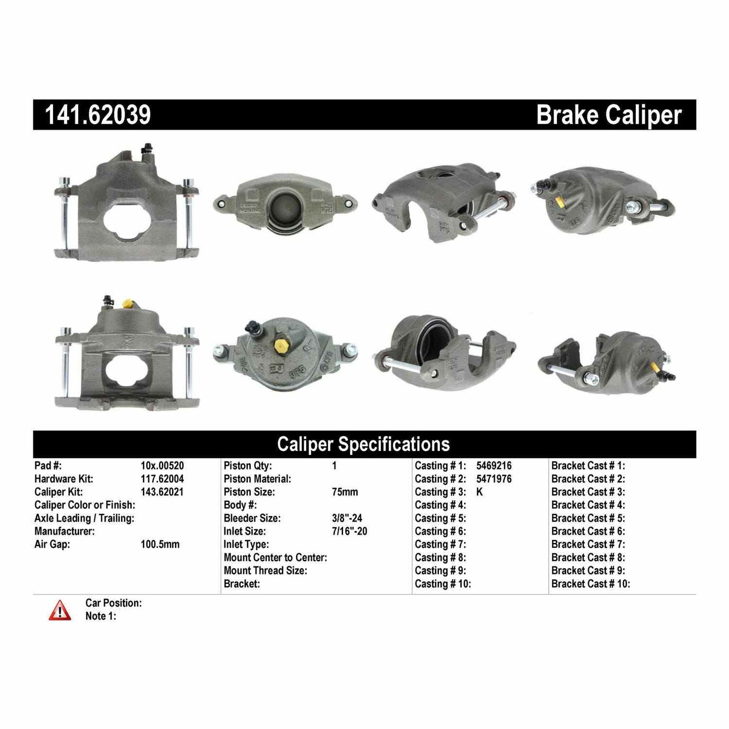 Stoptech Centric Semi-Loaded Brake Caliper - Front Right 141.62039