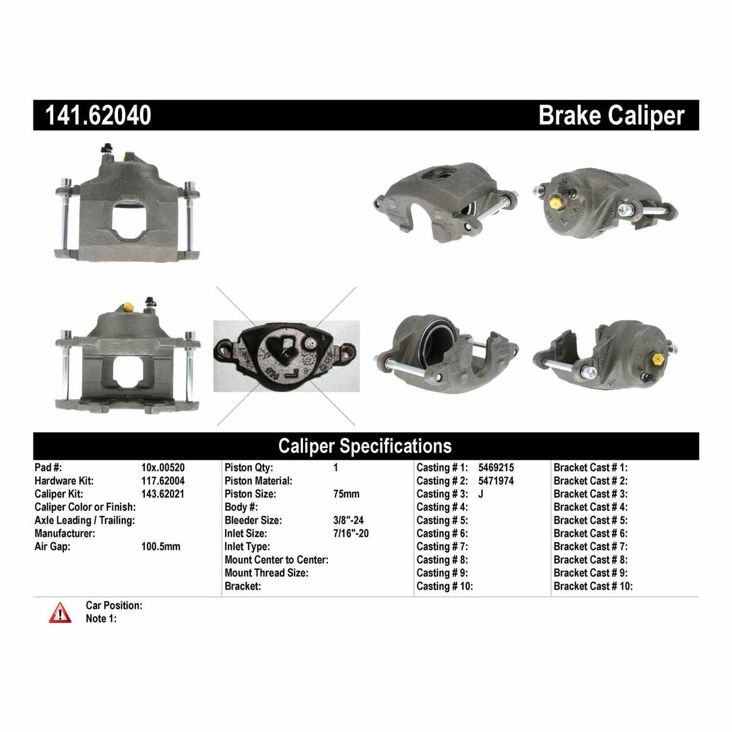 Stoptech Centric Semi-Loaded Brake Caliper - Front Left 141.62040