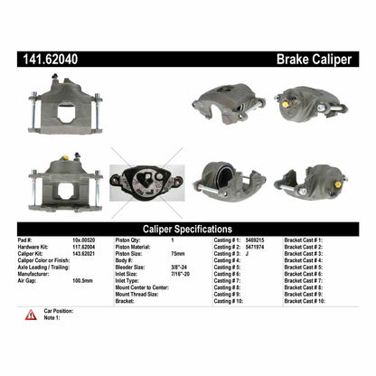 Stoptech Centric Semi-Loaded Brake Caliper - Front Left 141.62040