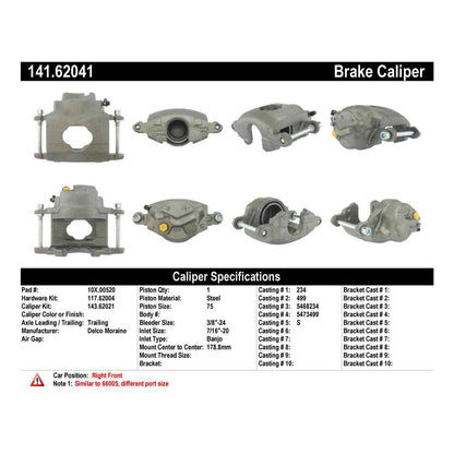 Centric Parts Disc Brake Caliper Semi-Loaded Remanufactured for 1969-1978 Chevrolet Blazer K5 Blazer K10 Pickup 141.62041