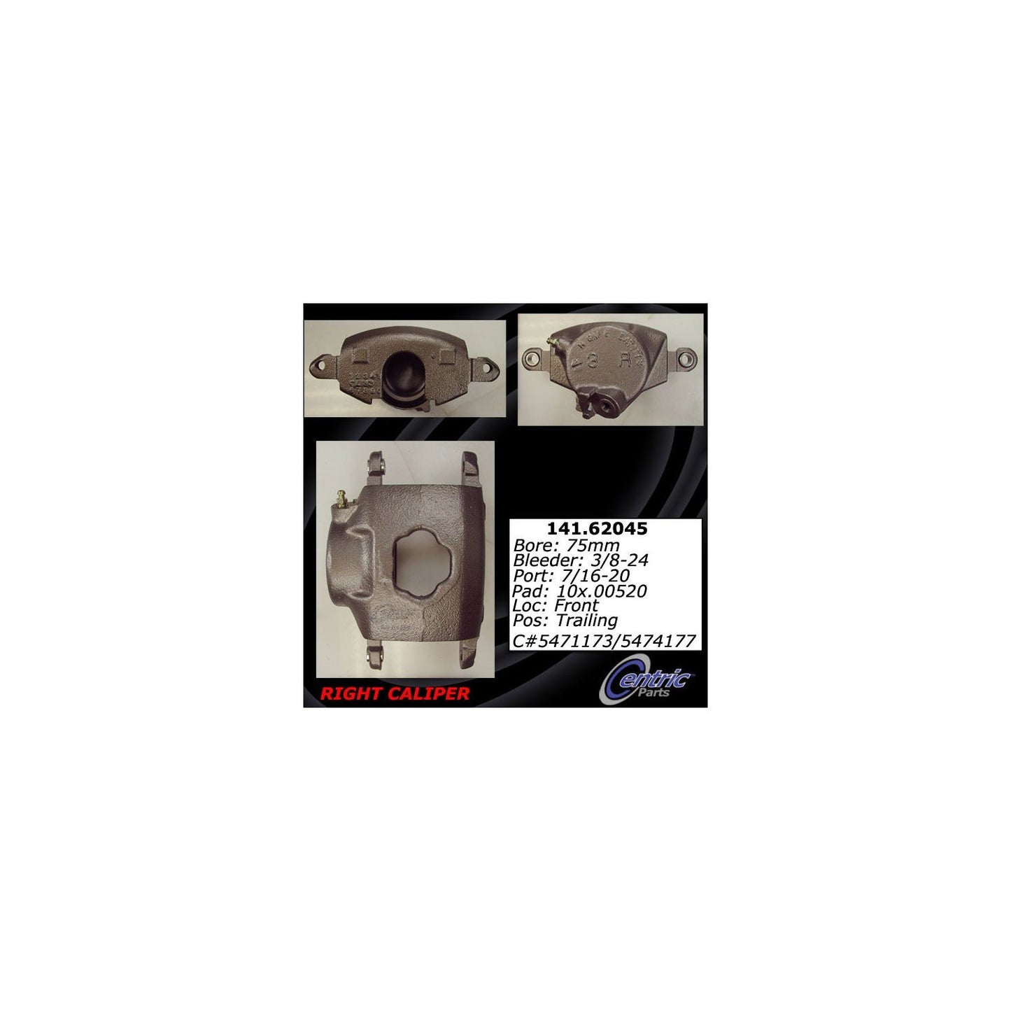 Centric Parts Disc Brake Caliper Semi-Loaded with anti-corrosion finish for 1971-1980 Buick Centurion Electra Estate Wagon LeSabre Riviera Cadillac Commercial Chassis Fleetwood Checker Marathon Taxicab Chevrolet Bel Air 141.62045