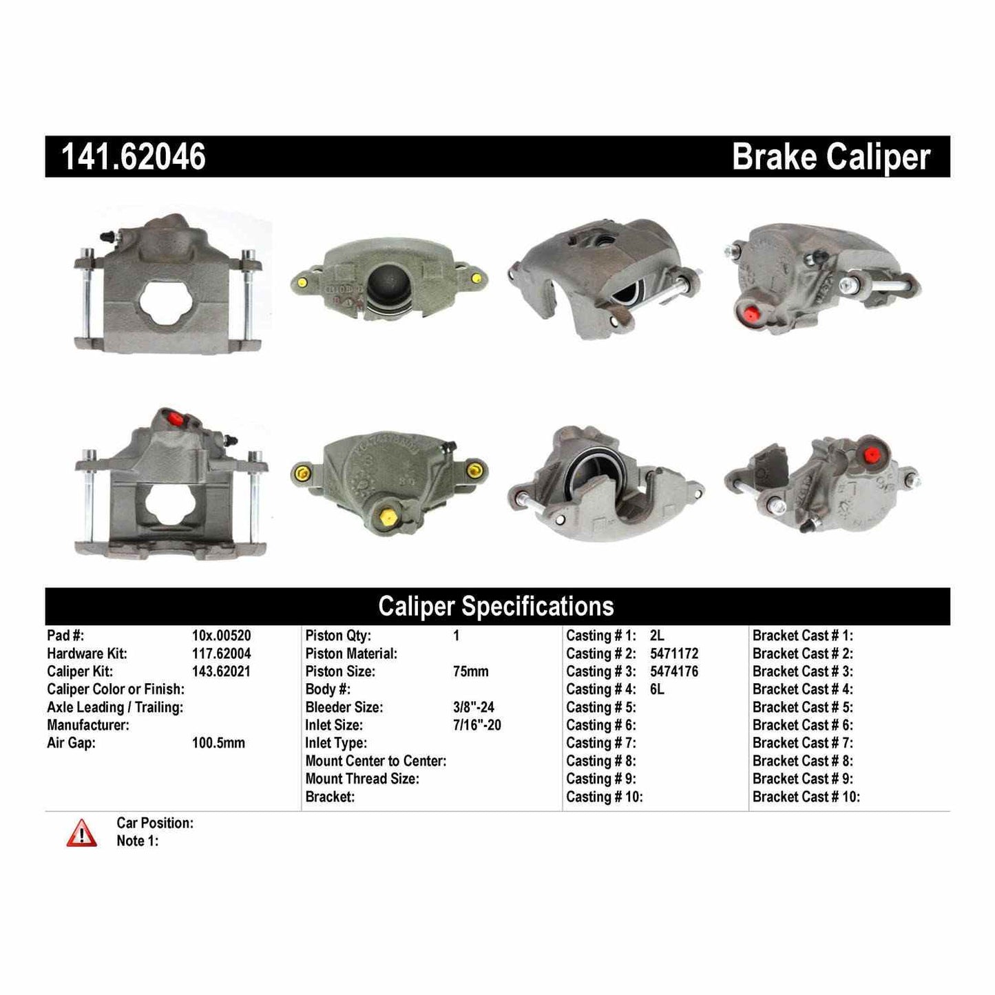 Centric Parts Disc Brake Caliper Semi-Loaded with anti‑corrosion finish for 1971‑1980 Buick, Chevrolet, Cadillac, Checker models 141.62046