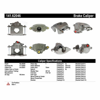 Stoptech Centric 71-78 Chevrolet Blazer Semi-Loaded Left Front Rebuilt Brake Caliper 141.62046