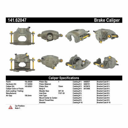 Centric Parts Semi-Loaded Disc Brake Caliper for 1970-1972 Buick GS Chevelle El Camino Monte Carlo Oldsmobile 442 141.62047