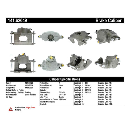 Centric Parts Semi-Loaded Disc Brake Caliper for 1975-1976 Buick Apollo, Century, Regal, Skylark, Cadillac Seville, Chevrolet Camaro 141.62049