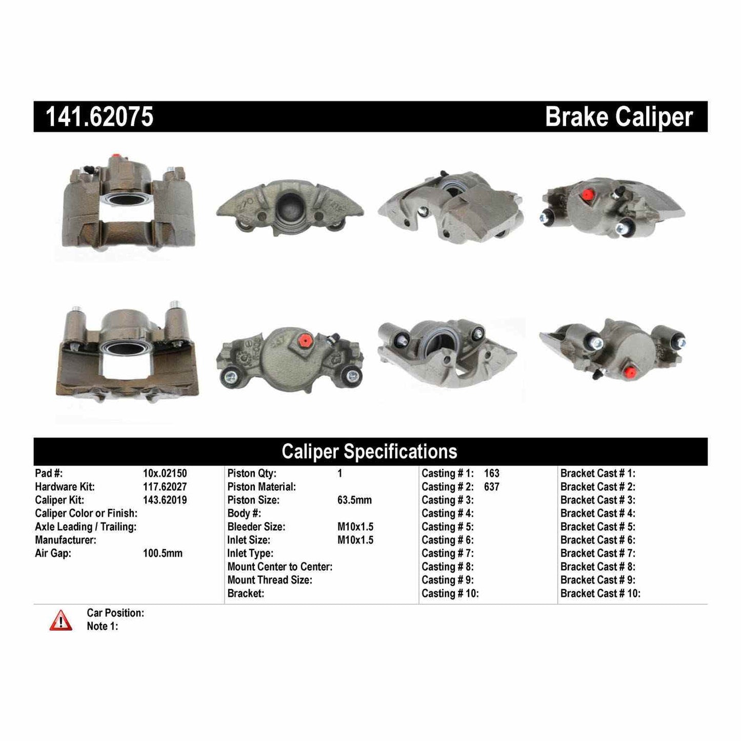 Centric Parts Semi-Loaded Brake Caliper 141.62075