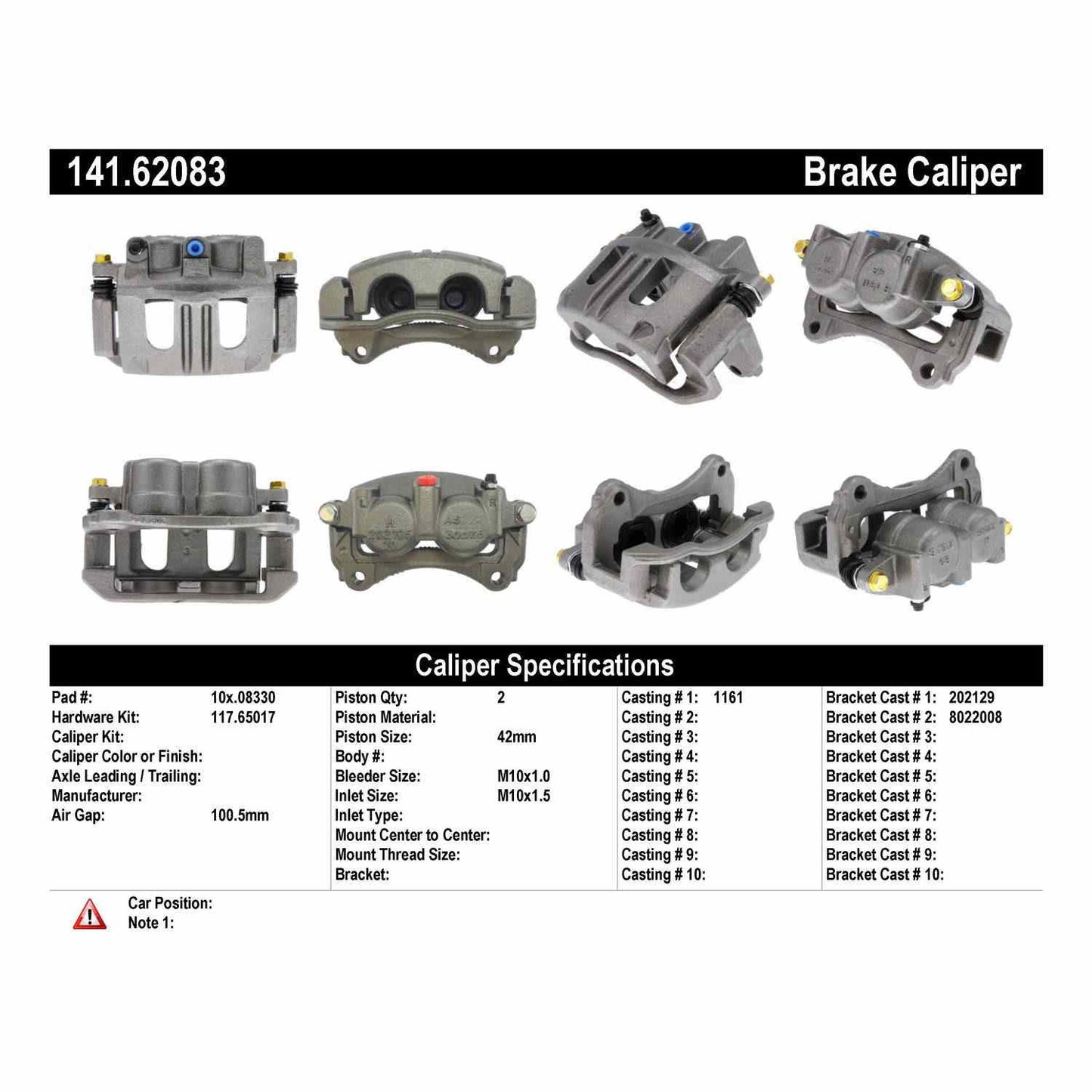 Centric Parts Semi-Loaded Brake Caliper with New Phenolic Pistons 141.62083
