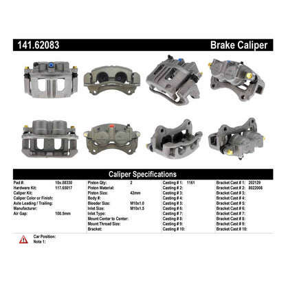 Centric Parts Semi-Loaded Brake Caliper with New Phenolic Pistons 141.62083