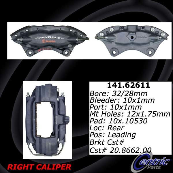 Centric Parts Disc Brake Caliper Semi-Loaded with Anti-Corrosion Finish 141.62611