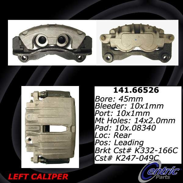 Centric Parts Disc Brake Caliper Semi-Loaded with New Phenolic Pistons for 2002-2005 Chevrolet Silverado 1500 GMC Sierra 1500 141.66525