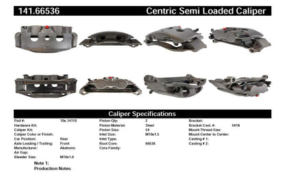 Centric Parts Disc Brake Caliper Semi-Loaded with New Phenolic Pistons for 2009-2019 Chevrolet Express 3500 4500 GMC Savana 3500 4500 141.66536