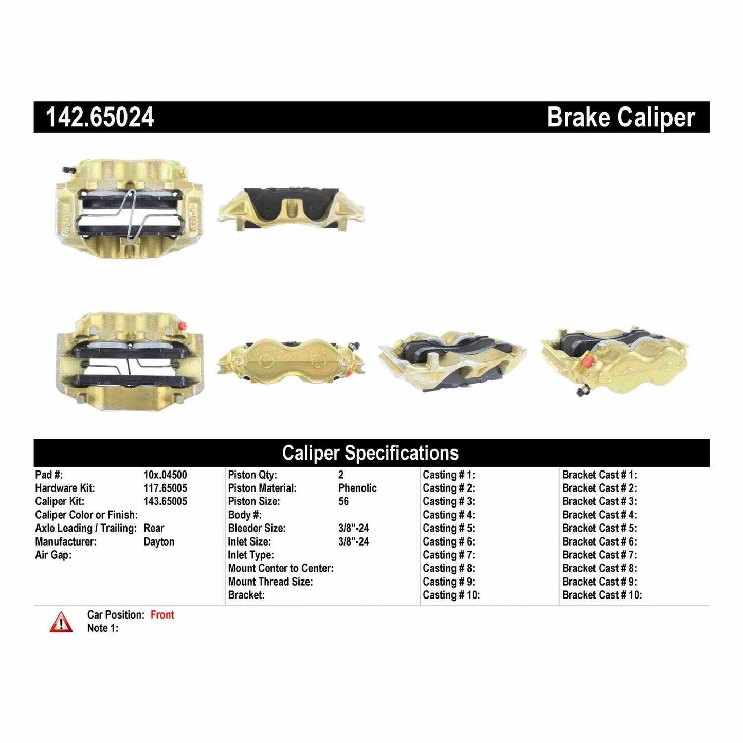 Centric Parts Disc Brake Caliper Posi Quiet Loaded for 1991-1986 Ford E-250 Econoline 142.65024
