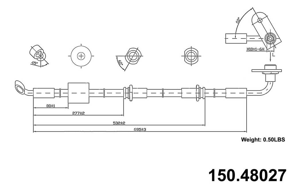 Centric Parts Brake Hydraulic Hose 150.48027