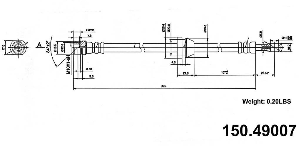 Centric Parts Brake Hydraulic Hose 150.49007