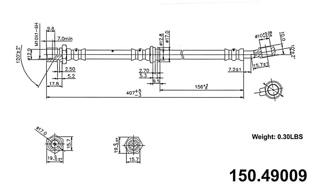 Centric Parts Brake Hydraulic Hose 150.49009