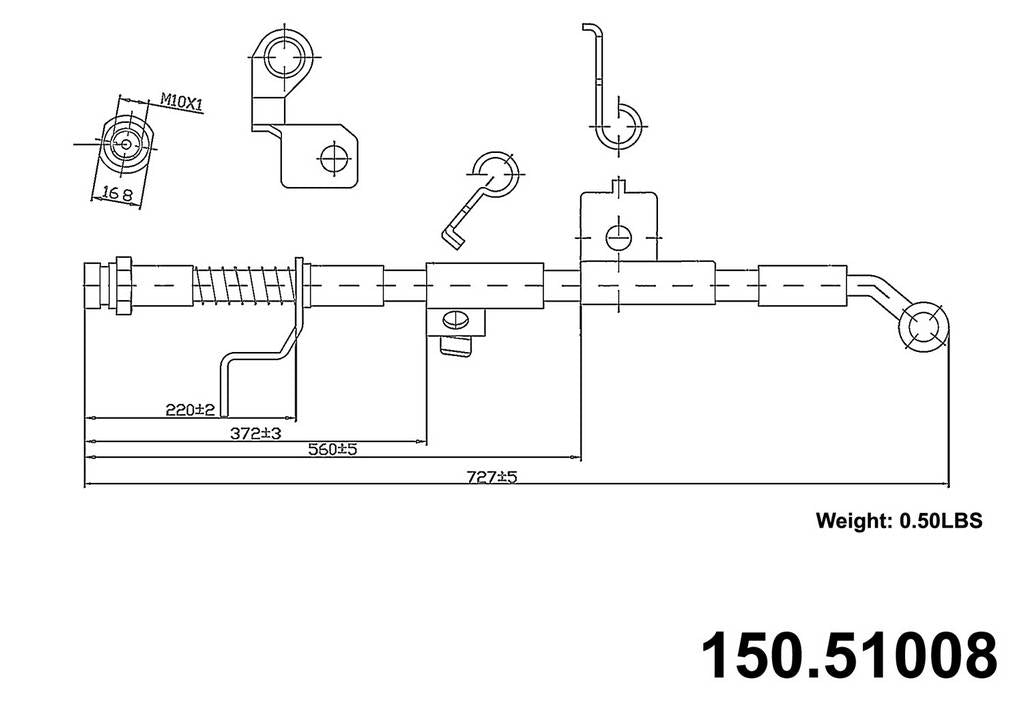 Centric Parts Brake Hydraulic Hose for 1999-2006 Hyundai Sonata, Kia Magentis, Optima 150.51008