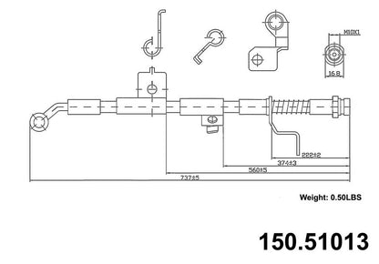 Centric Parts Brake Hydraulic Hose for 2001 Hyundai XG300 and 2002‑2005 Hyundai XG350 150.51013