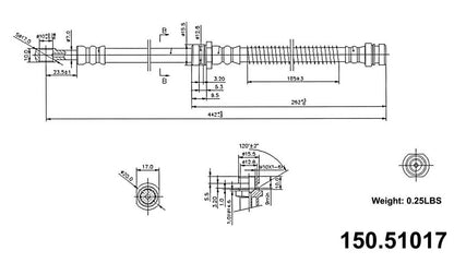Centric Parts Brake Hydraulic Hose for 2005-2009 Hyundai Tucson 2005-2010 Kia Sportage 150.51017