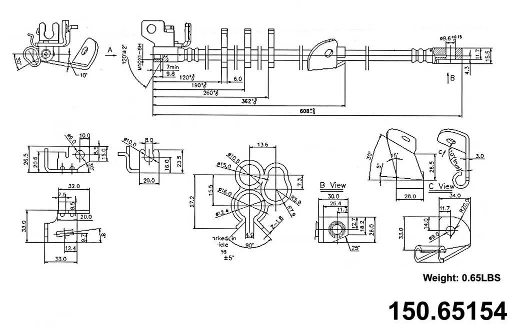 Centric Parts Brake Hydraulic Hose for 2002-2006 Ford Expedition Lincoln Navigator 150.65154