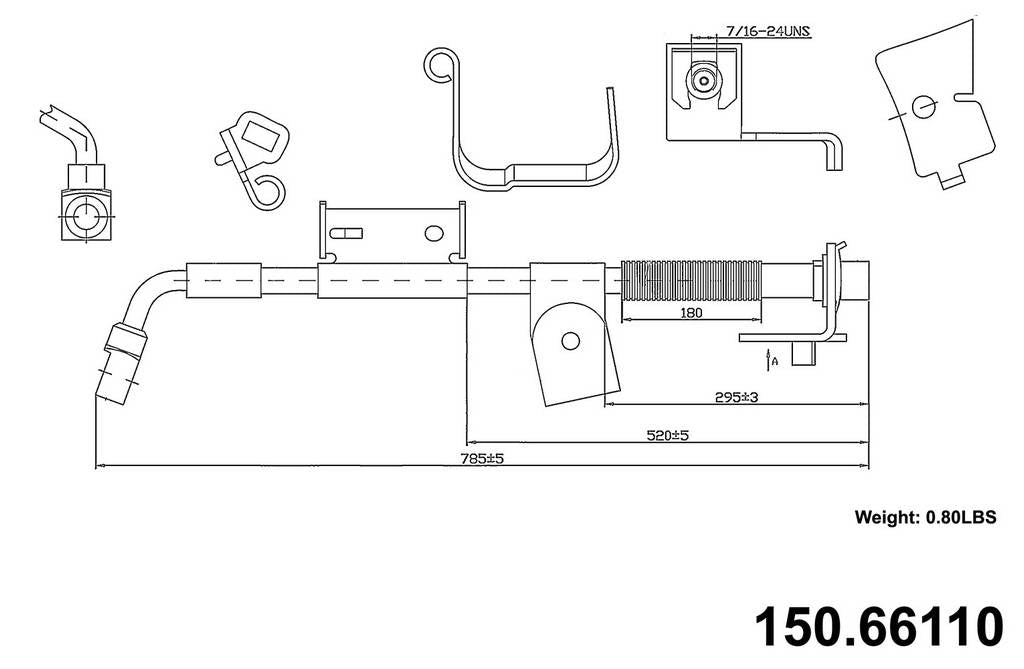 Centric Parts Brake Hydraulic Hose for 2006-2002 Chevrolet Avalanche, 2004 Silverado 1500 150.66110