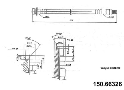 Centric Parts Brake Hydraulic Hose for 1966-1963 Chevrolet C10 Pickup C20 Suburban 150.66326