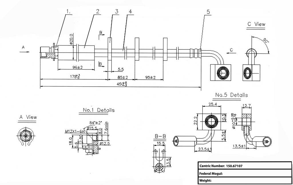Centric Parts Brake Hydraulic Hose 150.67107