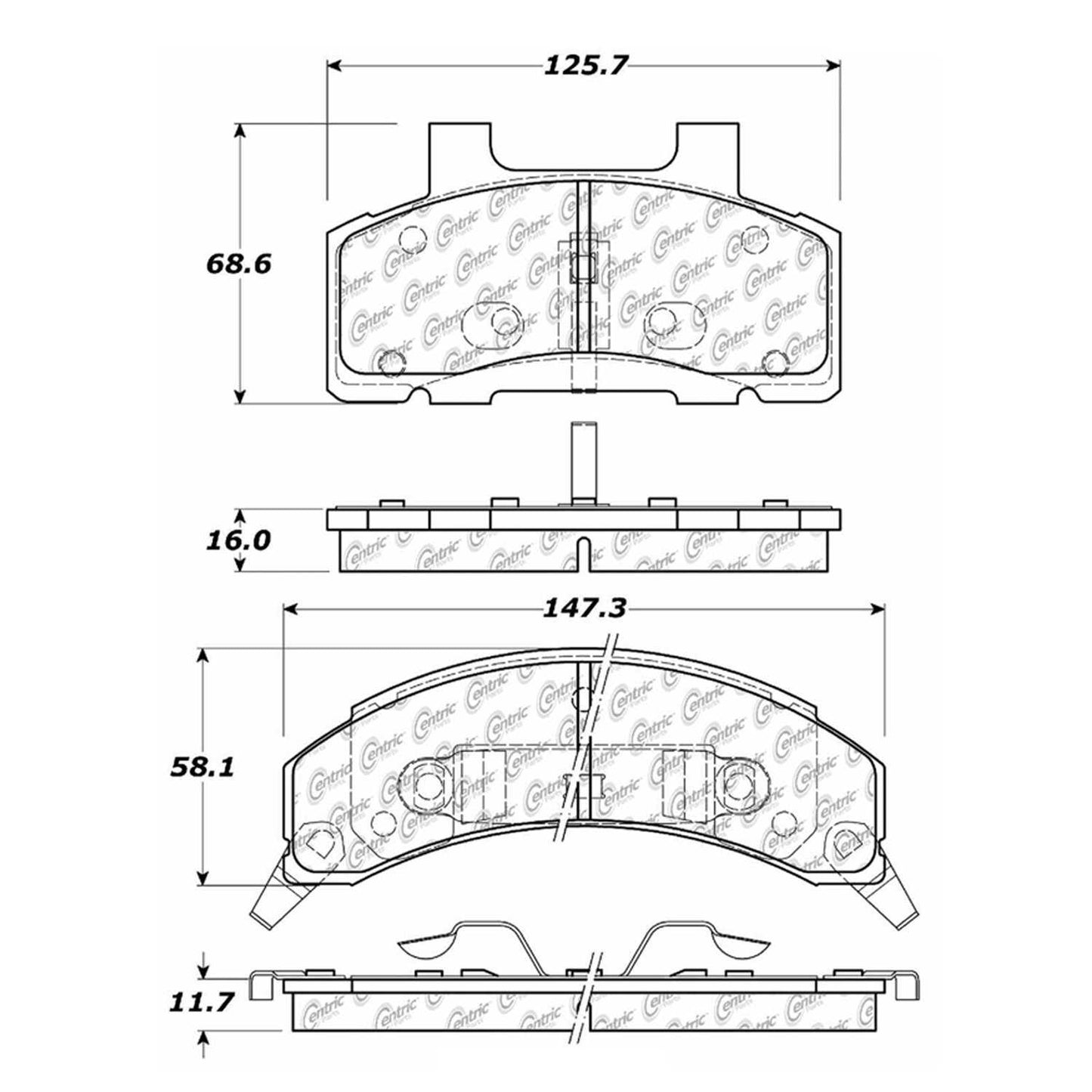 Centric Parts Disc Brake Pad Set with High Performance Shims 300.02150