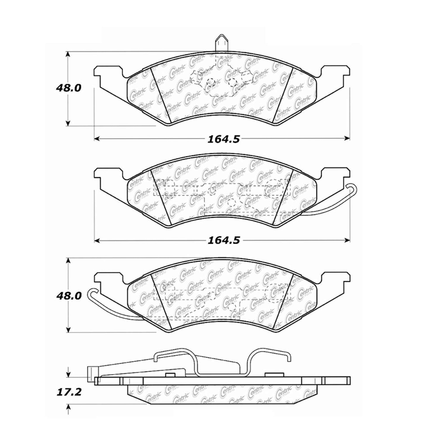 Centric Parts Disc Brake Pad Set Premium Semi-Metallic with Shims for Ford Escort 1990-1983 300.02570