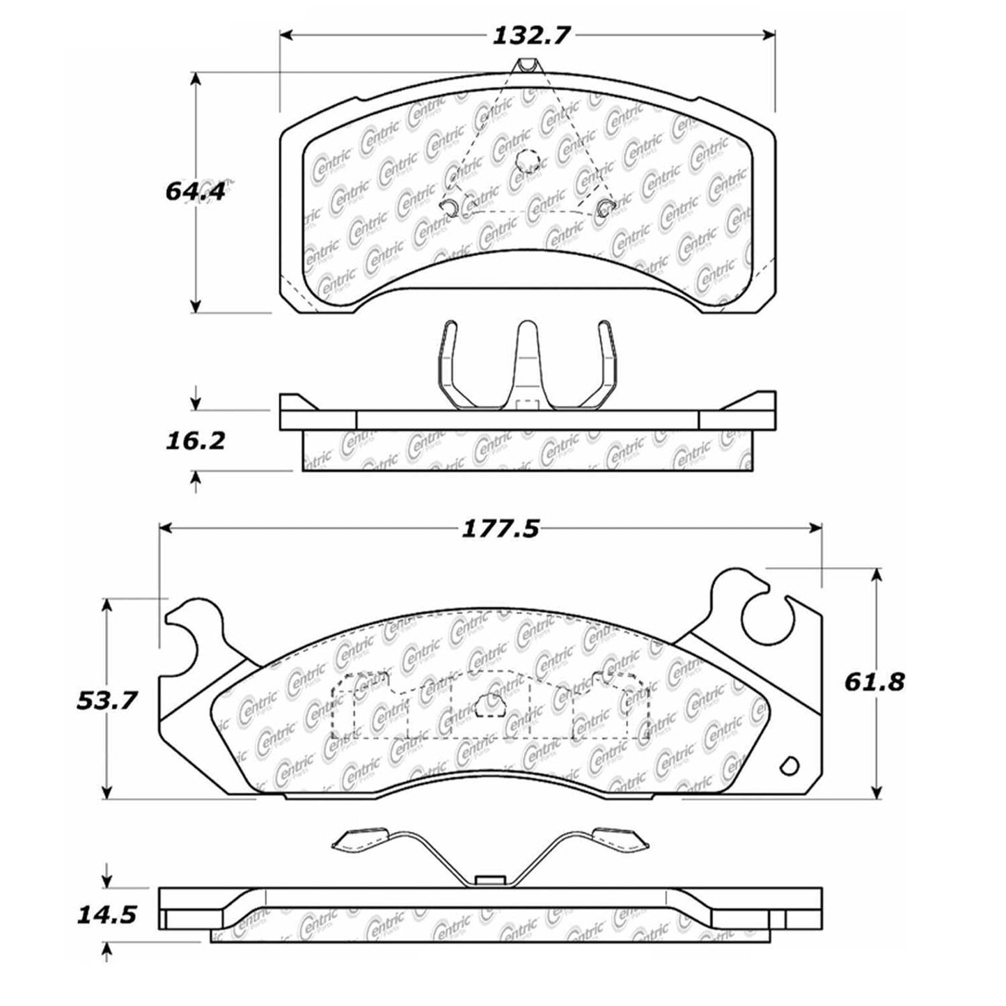 Centric Parts Disc Brake Pad Set with High Performance Shims for Passenger Cars and Light Duty Trucks 300.03100