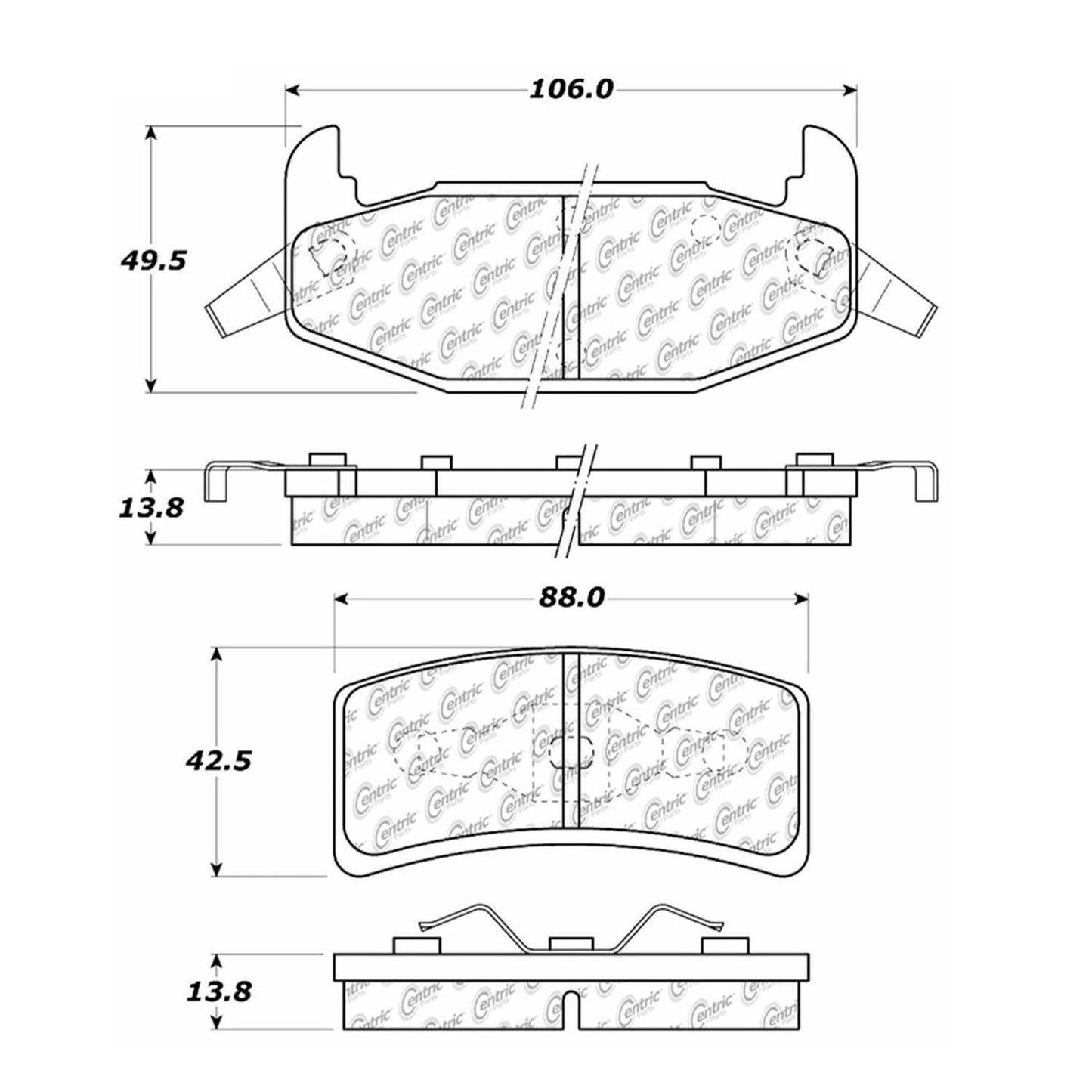 Centric Parts Premium Semi-Metallic Disc Brake Pad Set for 1993-1988 Buick Regal, Chevrolet Lumina, Oldsmobile Cutlass Supreme, Pontiac Grand Prix 300.03770