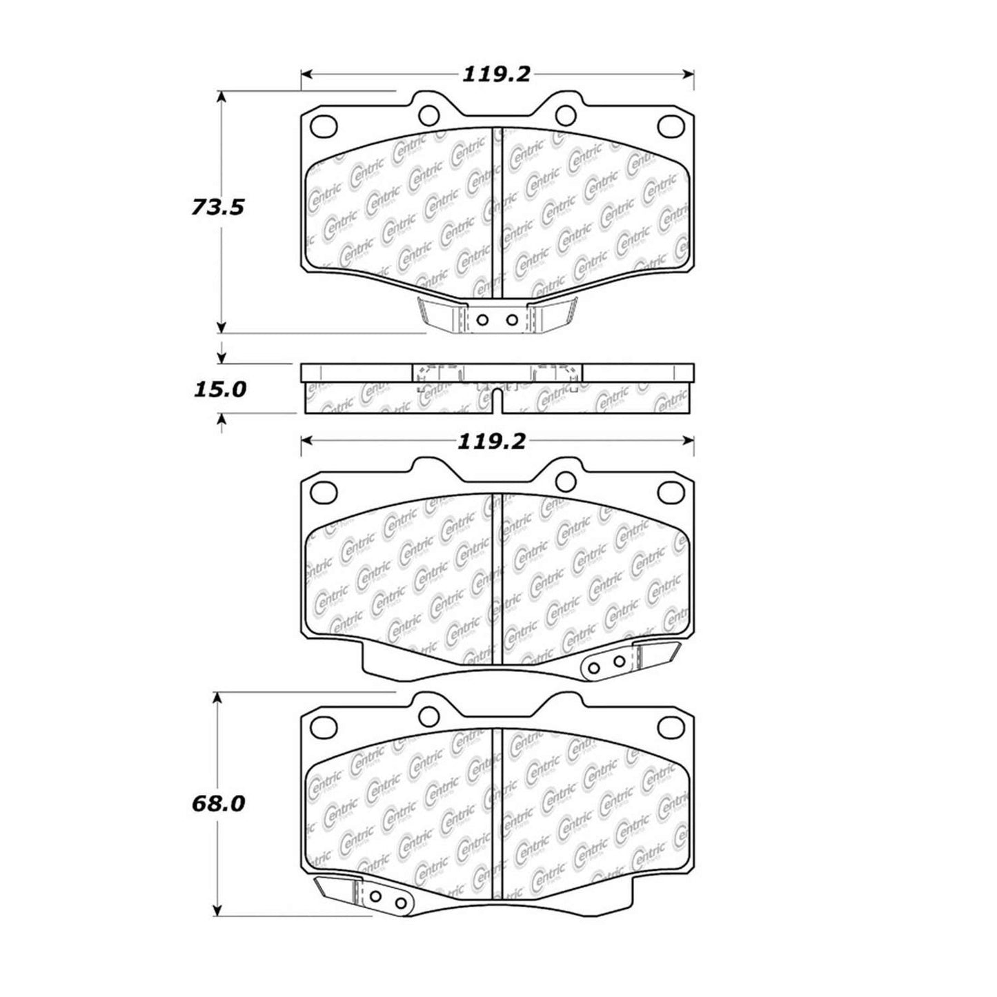 Centric Parts Disc Brake Pad Set Premium Semi-Metallic with Shims and Hardware for 1991-1988 Toyota 4Runner Pickup 1995-1988 300.04100