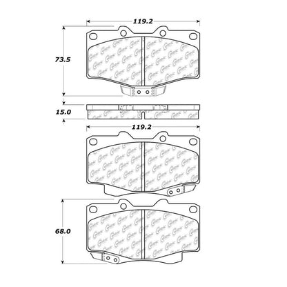 Centric Parts Disc Brake Pad Set Premium Semi-Metallic with Shims and Hardware for 1991-1988 Toyota 4Runner Pickup 1995-1988 300.04100