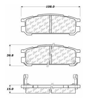 Centric Parts Disc Brake Pad Set Premium Semi-Metallic with Shims for Subaru Impreza 1993‑1998 Legacy 1990‑1999 SVX 1992‑1997 300.04710