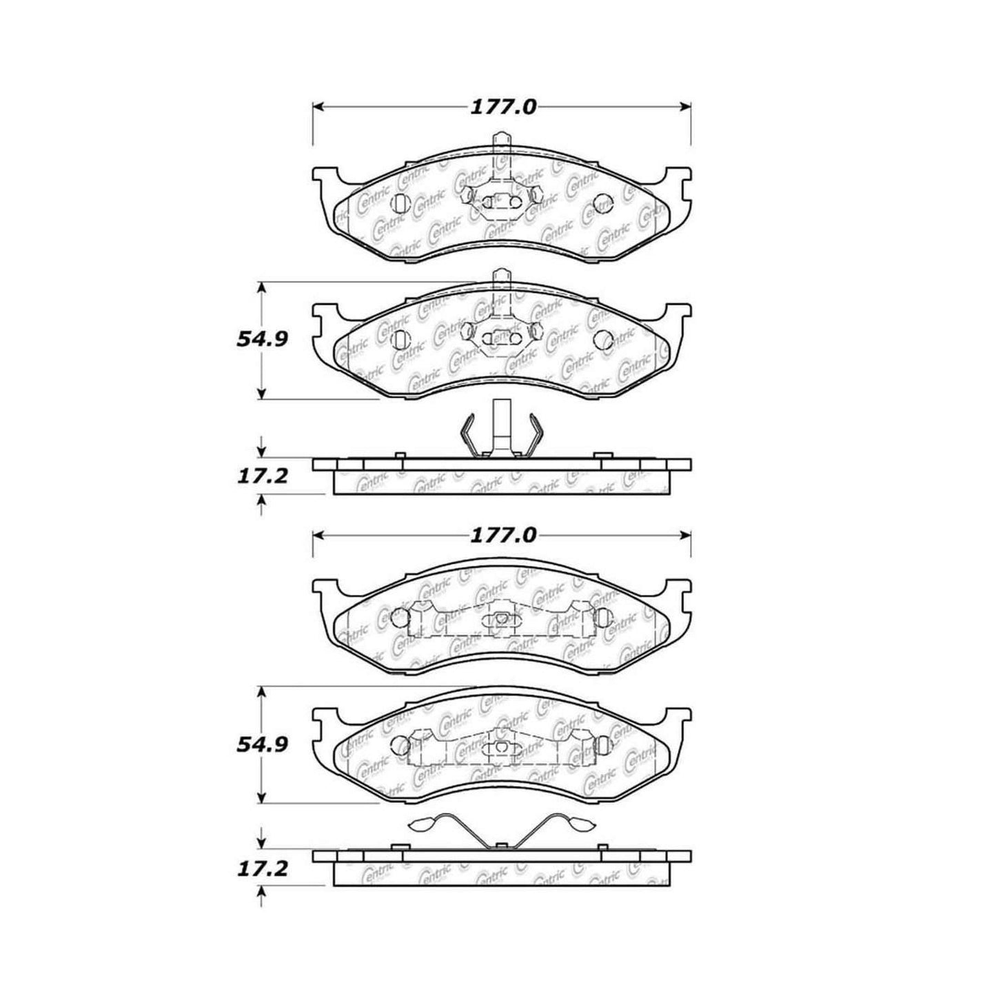 Centric Parts Premium Semi-Metallic Brake Pads with Shims and Hardware 300.04770