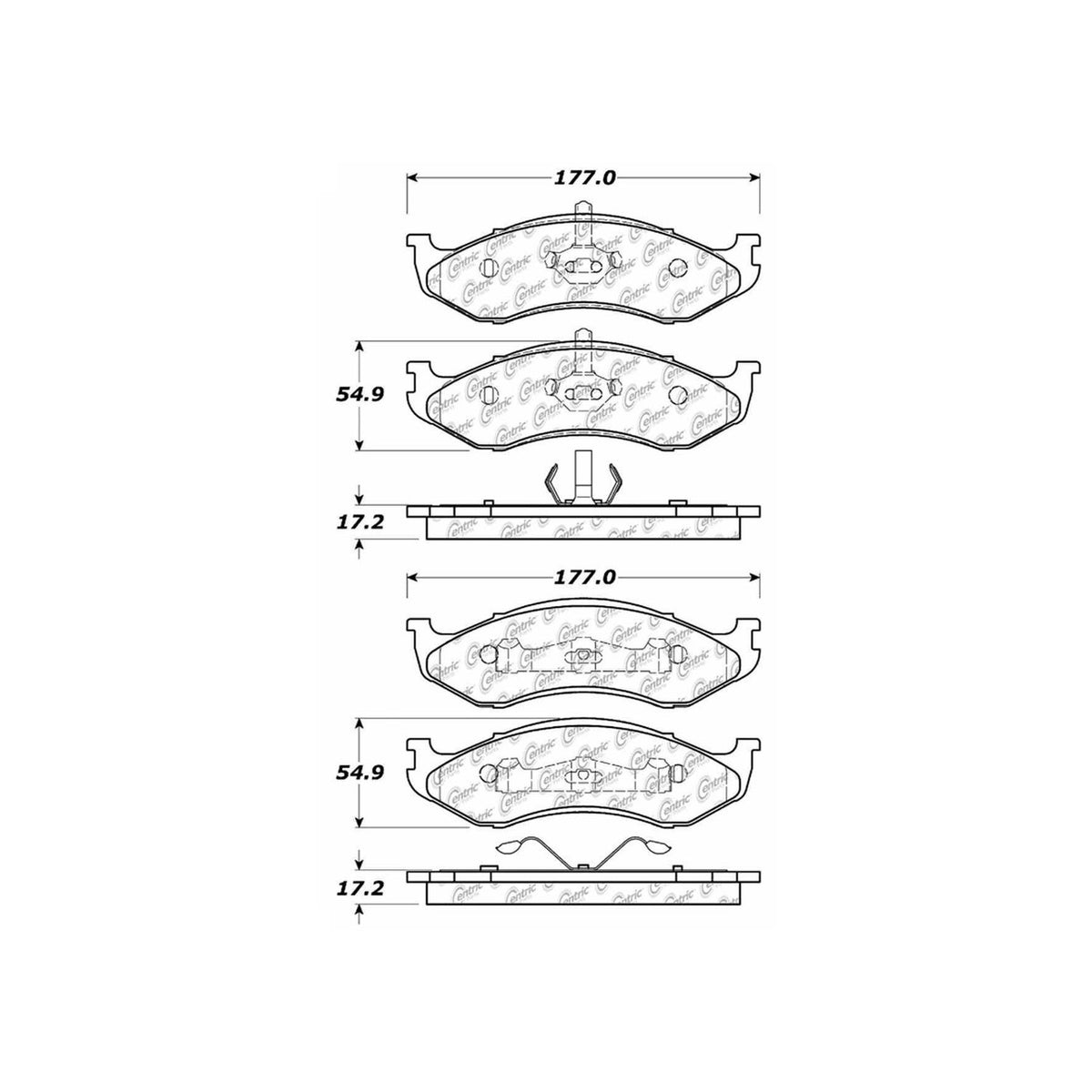 Centric Parts Disc Brake Pad Set for compatible brake systems 300.04770